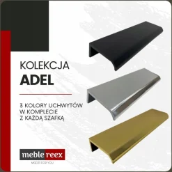 Ryflowane meble ADEL WHITE szafka z regałem i blatem ARTISAN 80 cm + słupek