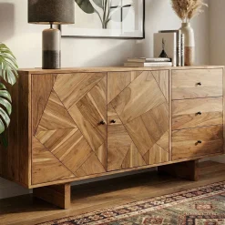 Sideboard Akacja lite drewno 150cm Masywna komoda Kredens z prawdziwego