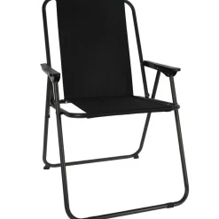 Składane krzesło turystyczne kempingowe czarne stalowe poliester 600D 85 cm