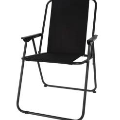 Składane krzesło turystyczne kempingowe czarne stalowe poliester 600D 85 cm