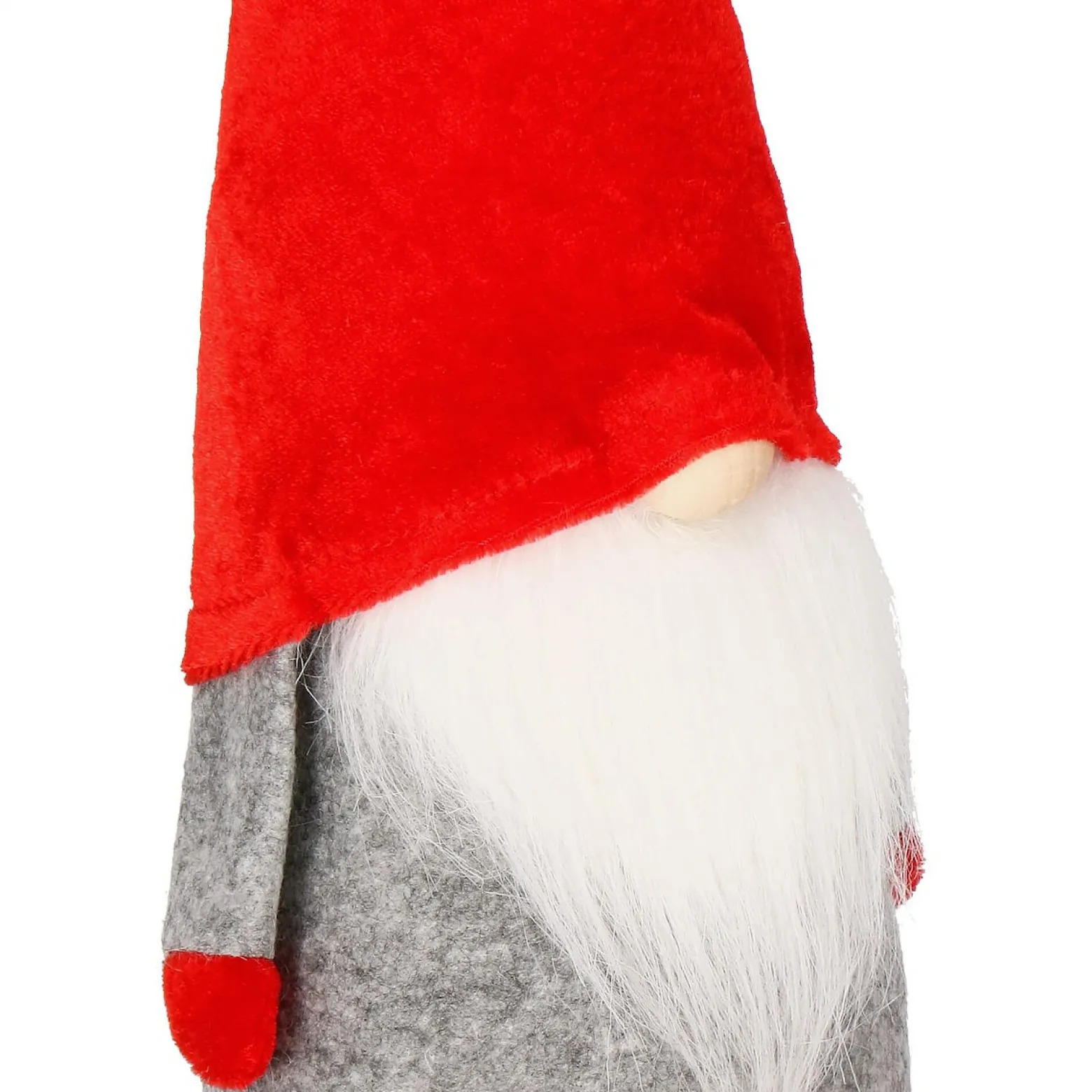 Skrzat 28 cm krasnal świąteczny, gnom czerwony, szary