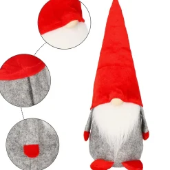 Skrzat 28 cm krasnal świąteczny, gnom czerwony, szary