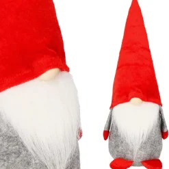Skrzat 28 cm krasnal świąteczny, gnom czerwony, szary