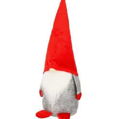 Skrzat 28 cm krasnal świąteczny, gnom czerwony, szary