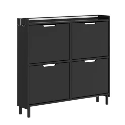 SoBuy Szafka na buty z 4 drzwiami Czarny 97x46,6x93cm FSR100-E-SCH