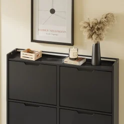 SoBuy Szafka na buty z 4 drzwiami Czarny 97x46,6x93cm FSR100-E-SCH