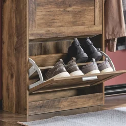 SoBuy Szafka na buty z dwoma drzwiczkami Brązowy Vintage FSR137-L-F