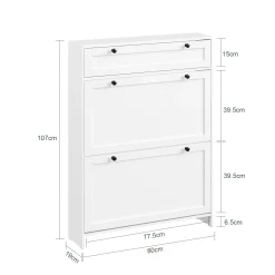 SoBuy Szafka na buty z szufladą Biały 80x19x107cm FSR207-W