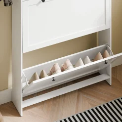 SoBuy Szafka na buty z szufladą Biały 80x19x107cm FSR207-W