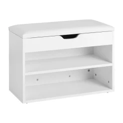 SoBuy Ławka na buty Biały 60x30x44cm Funkcjonalny FSR25-W