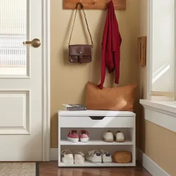 SoBuy Ławka na buty Biały 60x30x44cm Funkcjonalny FSR25-W