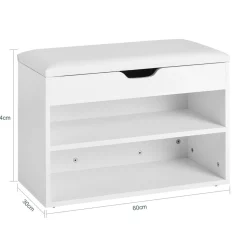 SoBuy Ławka na buty Biały 60x30x44cm Funkcjonalny FSR25-W