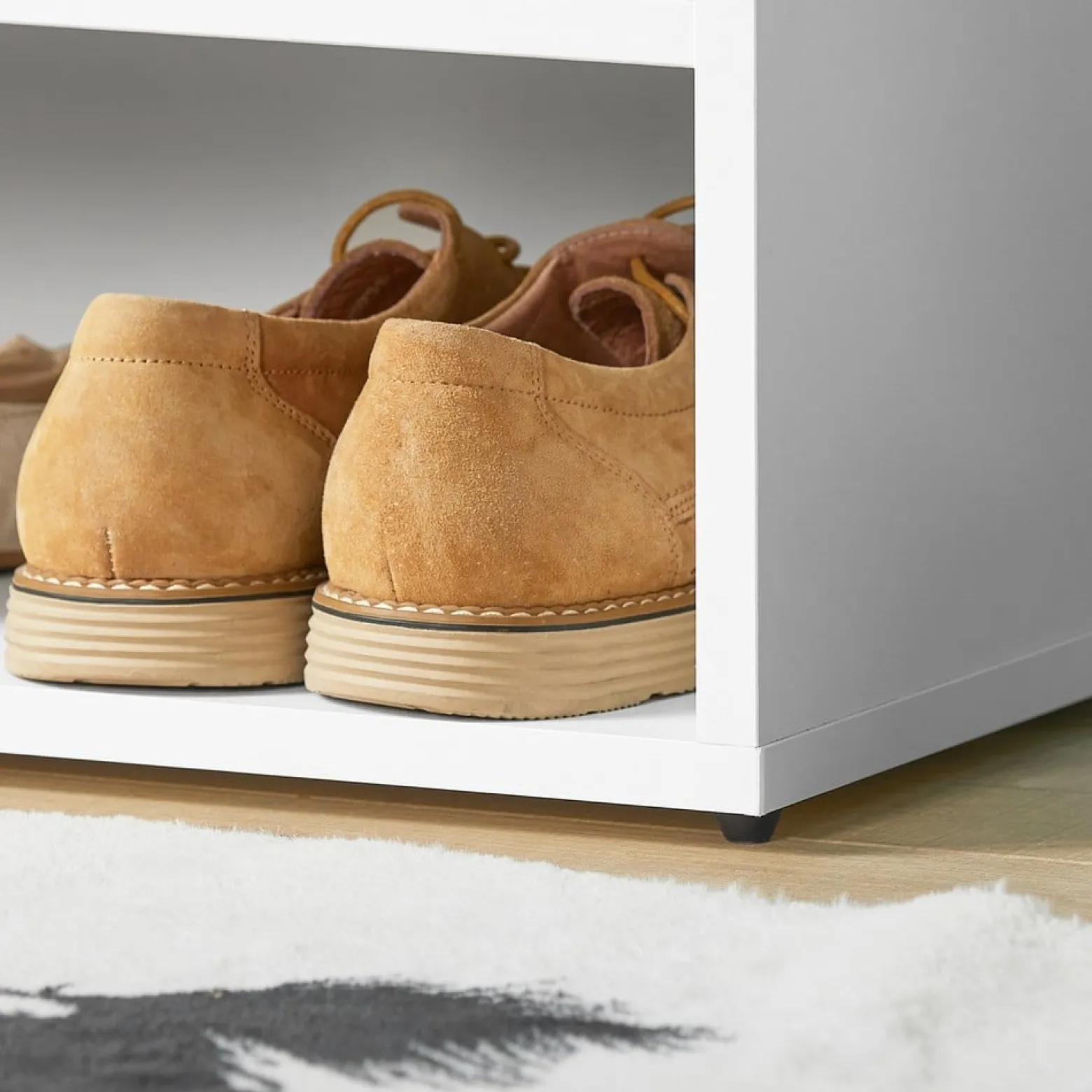 SoBuy Ławka na buty Biały 60x30x44cm Funkcjonalny FSR25-W