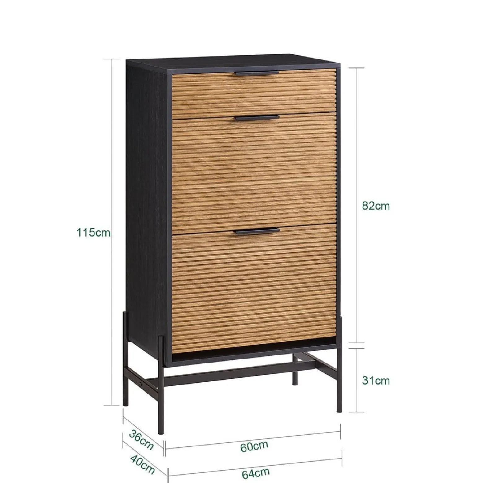 SoBuy Ławka na buty z 1 szufladą Czarny 60.1x40.1x111.5cm HFSR03-SCH