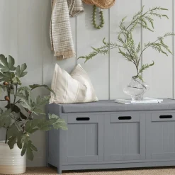 SoBuy Ławka na buty z 1 szufladą Szary 90x35x44.5cm Funkcjonalny FSR80-SG