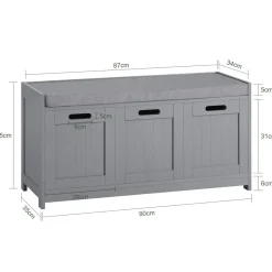 SoBuy Ławka na buty z 1 szufladą Szary 90x35x44.5cm Funkcjonalny FSR80-SG