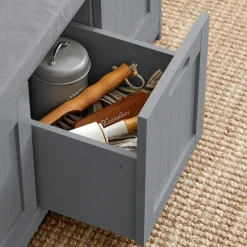 SoBuy Ławka na buty z 1 szufladą Szary 90x35x44.5cm Funkcjonalny FSR80-SG