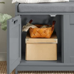 SoBuy Ławka na buty z 1 szufladą Szary 90x35x44.5cm Funkcjonalny FSR80-SG
