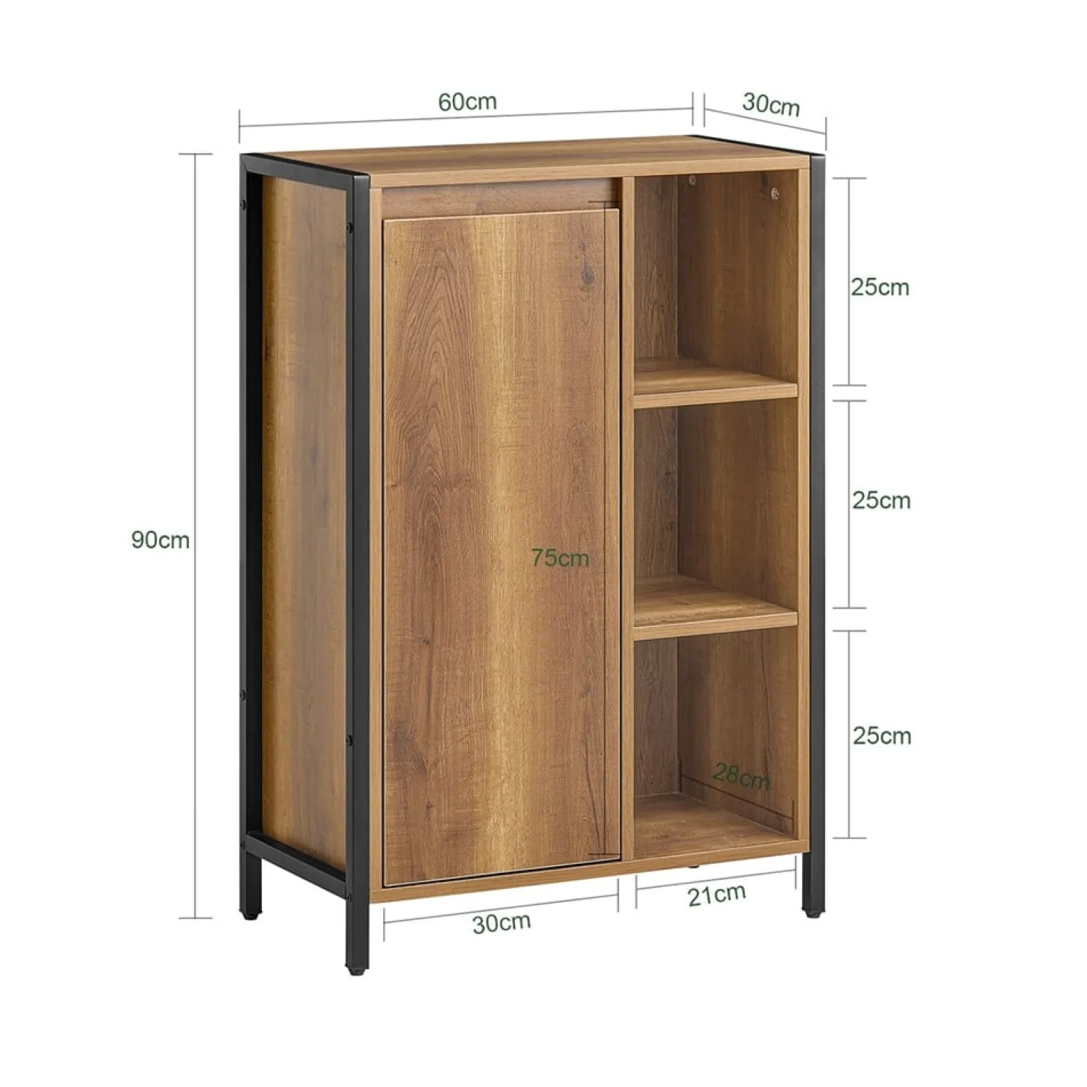 SoBuy Komoda na bieliznę z 1 drzwiami Ciemnobrązowy 60x30x90cm BZR65-PF