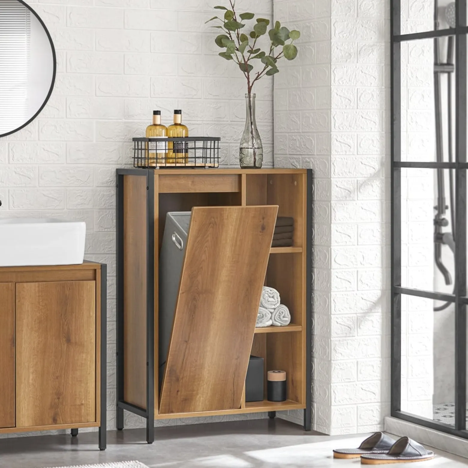 SoBuy Komoda na bieliznę z 1 drzwiami Ciemnobrązowy 60x30x90cm BZR65-PF