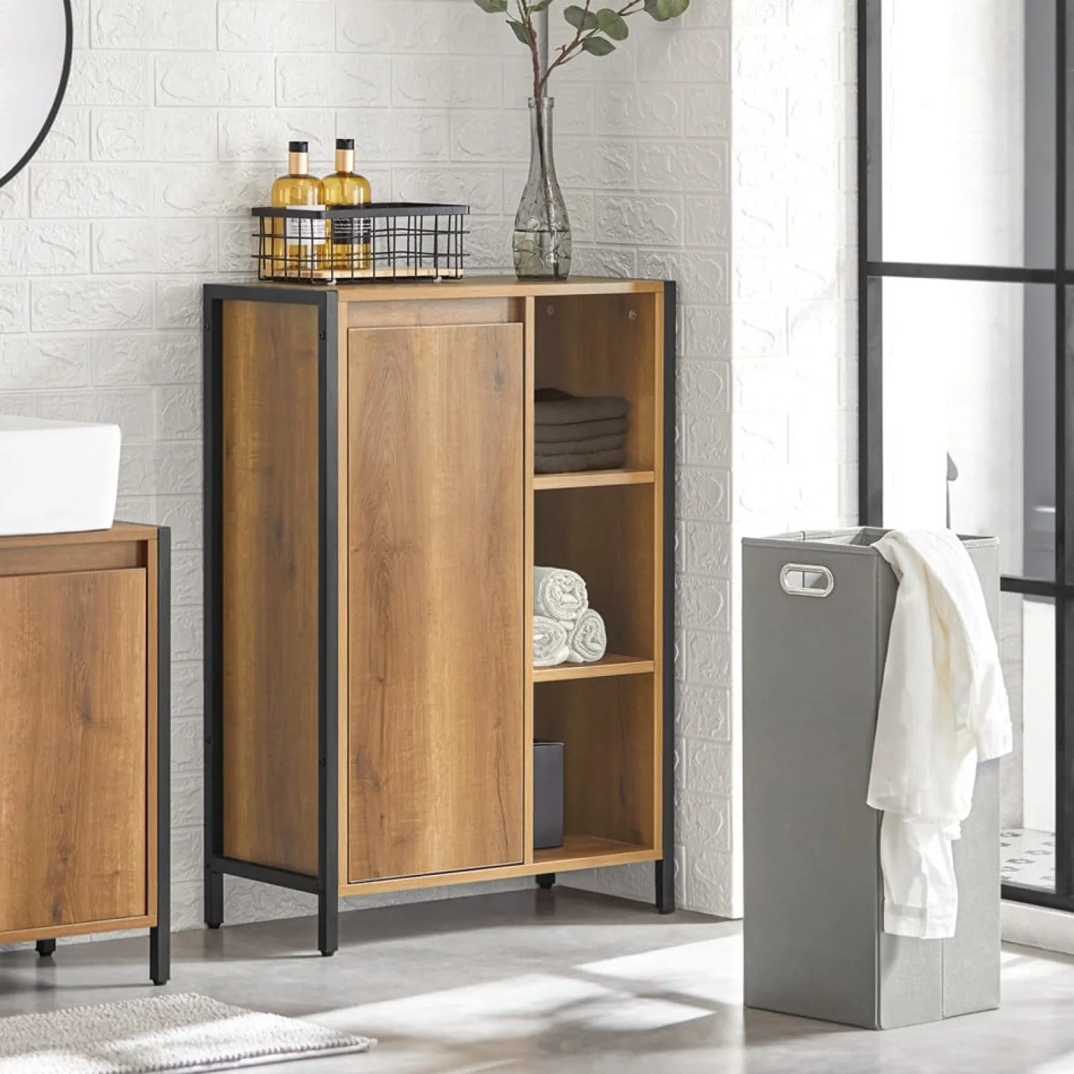 SoBuy Komoda na bieliznę z 1 drzwiami Ciemnobrązowy 60x30x90cm BZR65-PF