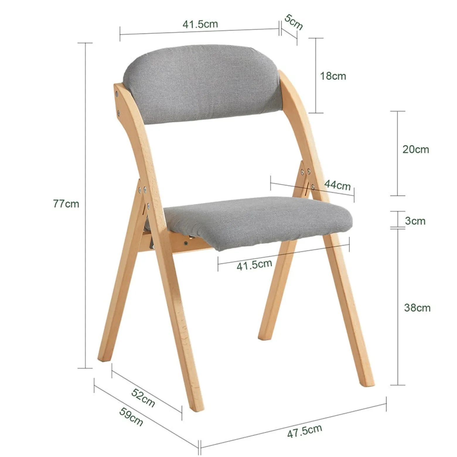 SoBuy Krzesło składane Jasnoszary 54x47x81cm FST92-N