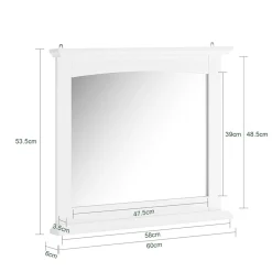 SoBuy Lustro ścienne z półką Biały 60x3.5x53.5cm BZR212-W
