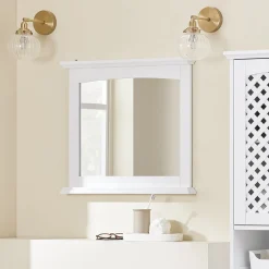 SoBuy Lustro ścienne z półką Biały 60x3.5x53.5cm BZR212-W