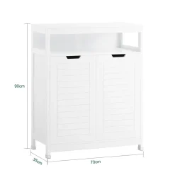SoBuy Niska szafka łazienkowa z dwoma drzwiczkami Biały 70x35x89cm BZR121-W