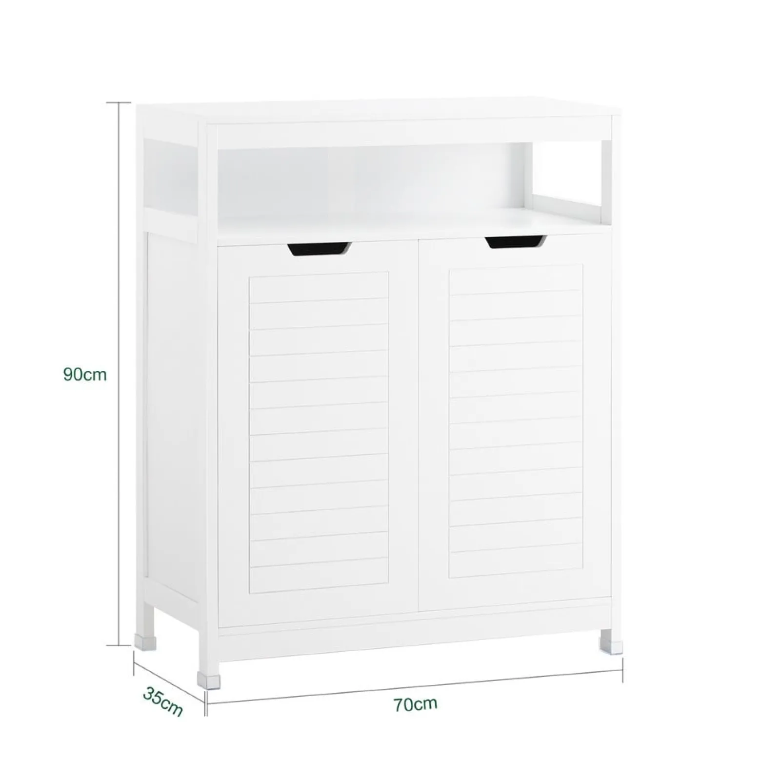SoBuy Niska szafka łazienkowa z dwoma drzwiczkami Biały 70x35x89cm BZR121-W