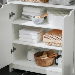 SoBuy Niska szafka łazienkowa z dwoma drzwiczkami Biały 70x35x89cm BZR121-W