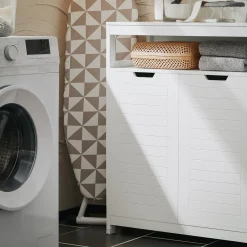 SoBuy Niska szafka łazienkowa z dwoma drzwiczkami Biały 70x35x89cm BZR121-W