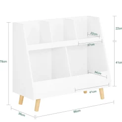 SoBuy Regał dziecięcy Biały 86x36x77cm Funkcjonalny KMB19-W