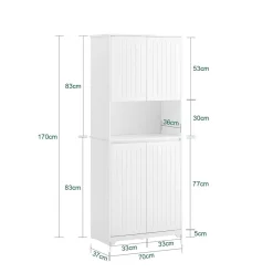 SoBuy Słupek łazienkowy z czterema drzwiczkami Biały 70x37x170cm BZR150-W