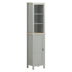 SoBuy Słupek łazienkowy z 1 drzwiami Jasnoszary 39x30x168cm BZR68-HG