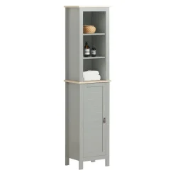 SoBuy Słupek łazienkowy z 1 drzwiami Jasnoszary 39x30x168cm BZR68-HG