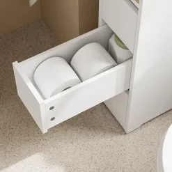 SoBuy Szafka łazienkowa z 4 szufladami Biały 60x20x82cm BZR54-K-W