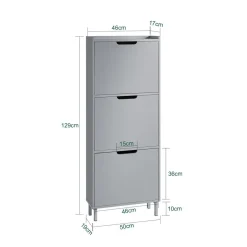 SoBuy Szafka na buty z 4 drzwiami Jasnoszary 50.3x19x129cm FSR151-H-HG