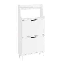 SoBuy Szafka na buty z 2 drzwiami Biały 60x19x119cm FSR221-W