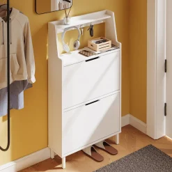 SoBuy Szafka na buty z 2 drzwiami Biały 60x19x119cm FSR221-W
