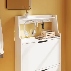 SoBuy Szafka na buty z 2 drzwiami Biały 60x19x119cm FSR221-W