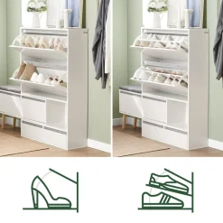 SoBuy Szafka na buty z 2 szufladami Biały 124x24x114.5cm FSR134-W