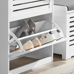 SoBuy Szafka na buty z trzema drzwiczkami Biały Nowoczesny FSR108-W
