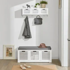 SoBuy Szafka na buty z trzema szufladami Biały 105x35x43cm FSR23-W