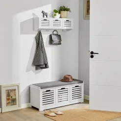 SoBuy Szafka na buty z trzema szufladami Biały 105x35x43cm FSR23-W
