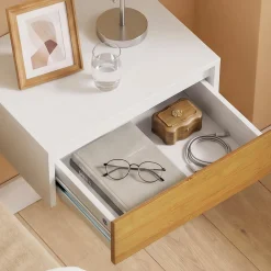 SoBuy Szafka nocna wisząca z szufladą Biały 40x29x15 cm FBT174-E-WN