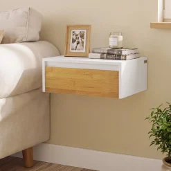 SoBuy Szafka nocna wisząca z szufladą Biały 40x29x15 cm FBT174-E-WN