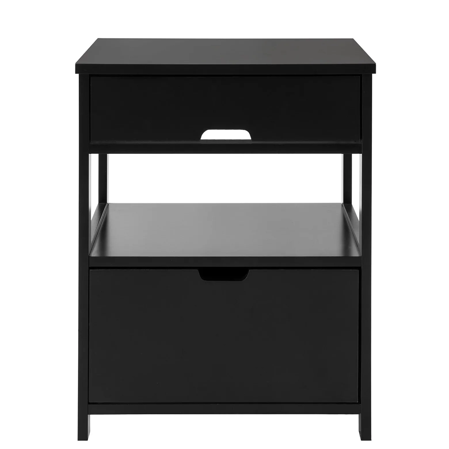 SoBuy Szafka nocna z 2 szufladami Czarny 45x37.5x55cm Nowoczesny FRG258-SCH