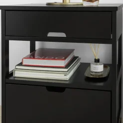 SoBuy Szafka nocna z 2 szufladami Czarny 45x37.5x55cm Nowoczesny FRG258-SCH