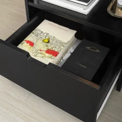 SoBuy Szafka nocna z 2 szufladami Czarny 45x37.5x55cm Nowoczesny FRG258-SCH